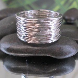 925 Sterling Silver Women's Ring,Thick Ring, Wide Band, 925 Stamped,Woven Ring